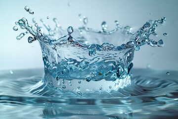 A crown of water splash over a white background, high quality, high resolution