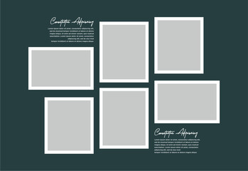 Pictures or photos frame collage. comics page grid layout abstract photo frames and digital photo wall template
