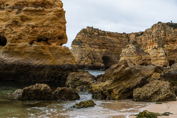 Marina Beach (Praia da Marinha) in Lagoa, Faro District, Algarve, Southern Portugal. Algarve...