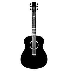 Obraz premium acoustic guitar silhouette, acoustic guitar icon vector illustration