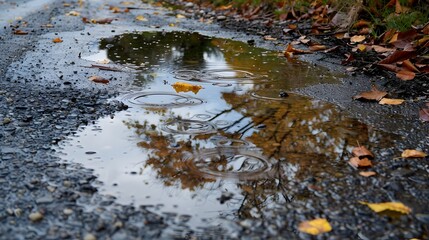 Fototapeta premium Drizzle Transforming Landscape into Liquid Art: Nature's Masterpiece Unfolds in the Rain