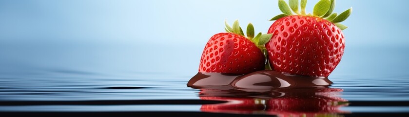 Strawberry in chocolate wide banner