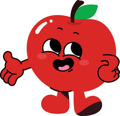 Groovy apple character illustration vector
