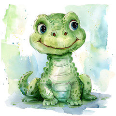 Obraz premium Cute crocodile in the style of simplistic watercolor
