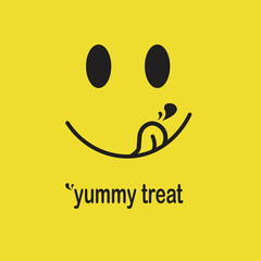 happy smiley face, yummy treat, vector design