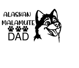 Alaskan Malamute SVG vector file , perfect cut file, happy smiling puppy