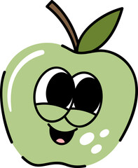 Groovy apple character illustration vector