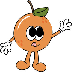 Groovy orange character illustration vector
