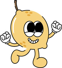 Groovy lemon character illustration vector