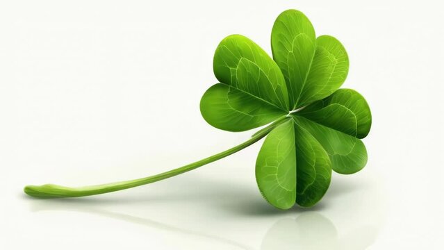 A green leaf with four hearts on it. The leaf is green and has a white background. The leaf is a symbol of luck and good fortune