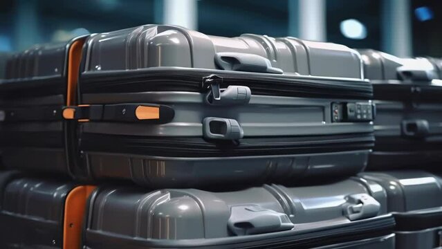 A stack of luggage with a black zipper pull