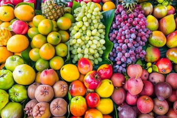 Vibrant fruit assortment at a fresh market display