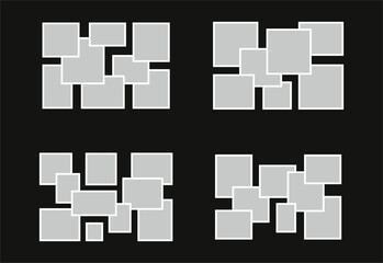 Set Pictures or photos frame collage abstract photo frames and digital photo wall template