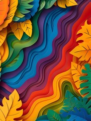 Vibrant Papercut Pride Geometric and Floral Motifs in a Colorful Digital Art Composition