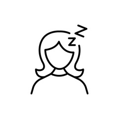 Sleep girl outline icons, minimalist vector illustration ,simple transparent graphic element .Isolated on white background