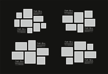 Set Pictures or photos frame collage abstract photo frames and digital photo wall template