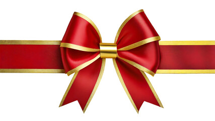 red silk ribbon and bow isolated on transparent background 
