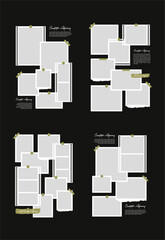 Set Pictures or photos frame collage abstract photo frames and digital photo wall template