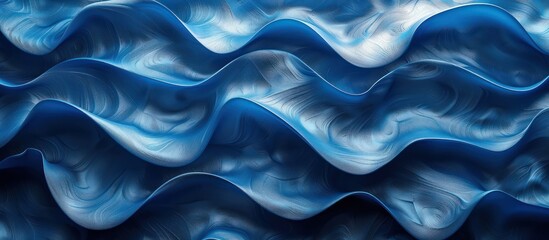 Obraz premium 3D render blue wavy pattern