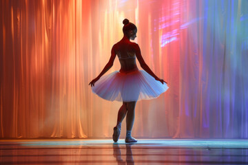 Young ballerina ballet dancer in a tutu on stage