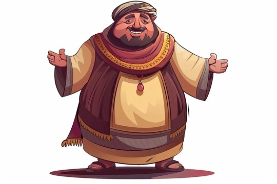 A cartoon character of a man with a beard is depicted in a humorous style