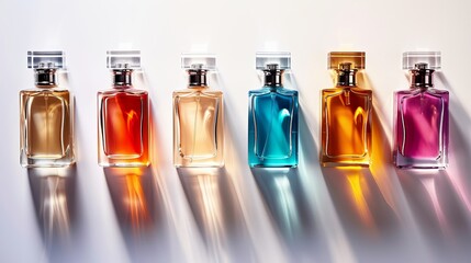 A bespoke fragrance creation session in a high-end perfumery, illustrating wealth.,space for...