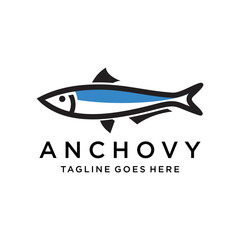 anchovy fish logo vector icon seafood illustration