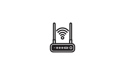 Wifi Router line icon black. linear style sign for mobile concept and web design white background