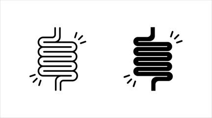 Gut constipation icon set design, Intestines icon, symbol of digestion system flat style vector illustration, color editable.