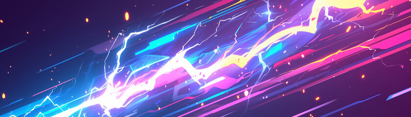 Illustration of Lightning Strike Background with Vibrant Colors