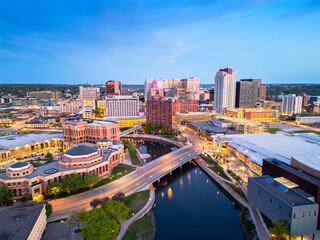 Rochester, Minnesota, USA Downtown Cityscape at Tiwlight