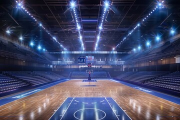 Empty basketball stadium arena interior
