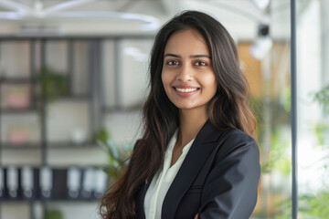 Fototapeta premium young indian businesswoman standing confidantly