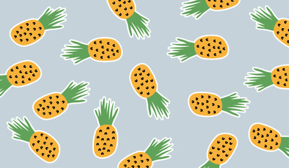 Cute pineapple fruits pattern background vector design