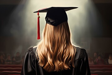 Woman university graduate in bachelor's clothing.Girl in a master's cap, graduation. Concept: student - graduate of a higher educational institution