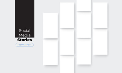 Social Media Stories, Blank Mobile Screens For Showcase Your Designs. Vector Illustration