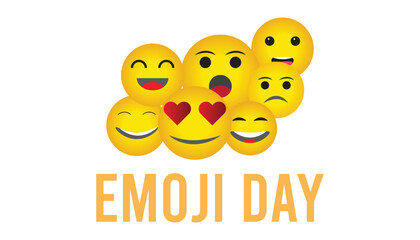 World Emoji Day observed every year in July. Template for background, banner, card, poster with text inscription.