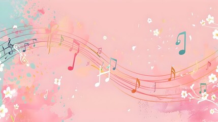Spring Poster Brimming with Musical Notes in Vibrant Pastel Hues