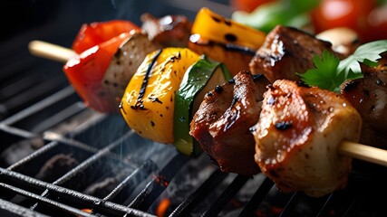 shish kebab on the grill Generative Ai 