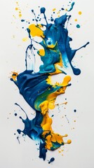 Naklejka premium Blue and yellow paint splash