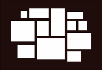 Pictures or photos frame collage. comics page grid layout abstract photo frames and digital photo wall template