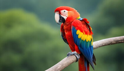 Fototapeta premium Close-up of Scarlet Macaw Bird on branch,Bird Photography 