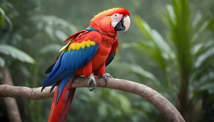 Obraz premium Close-up of Scarlet Macaw Bird on branch,Bird Photography 