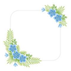 frame with blue flowers