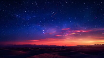 Fototapeta premium Starry sky with streaks of light in the night sky, starry background, star trail photography, night scene. 