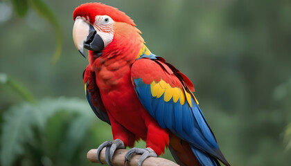 Obraz premium Close-up of Scarlet Macaw Bird on branch,Bird Photography 