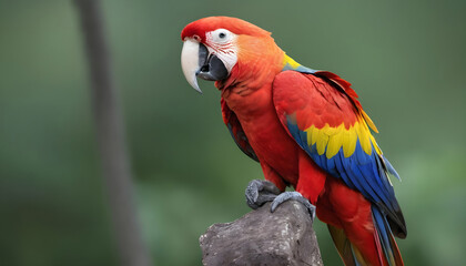 Fototapeta premium Close-up of Scarlet Macaw Bird on branch,Bird Photography 
