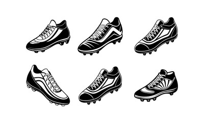 a collection of soccer shoes with the word shoe on the bottom.