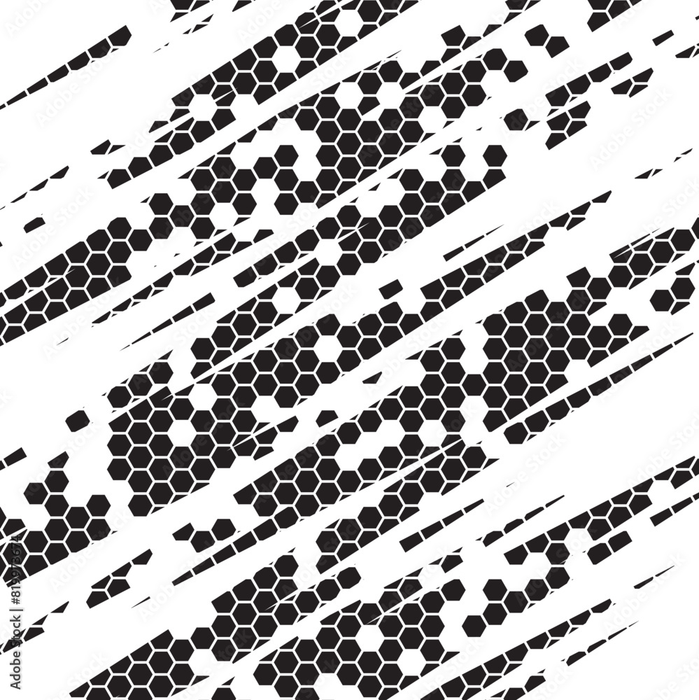 Poster rough, irregular texture composed of monochrome geometric elements. distressed grunge hexagon . abst
