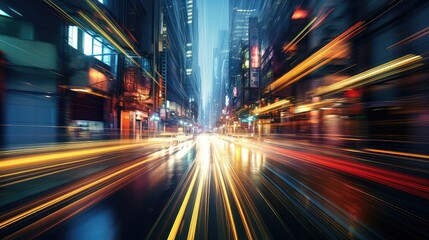 Obraz premium Blurred city lights streaking at night
